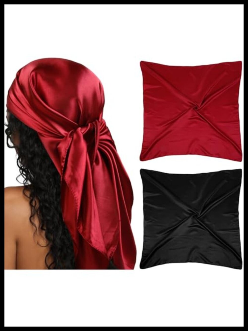 Silk Blend Head Scarf Bandana 35" Square Hair Wrap Costume Accessory